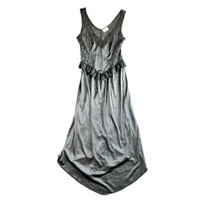 Womens Vtg Nightgown Medium Black Lace Ruffle‎ Lingerie Dark Romantic Lace